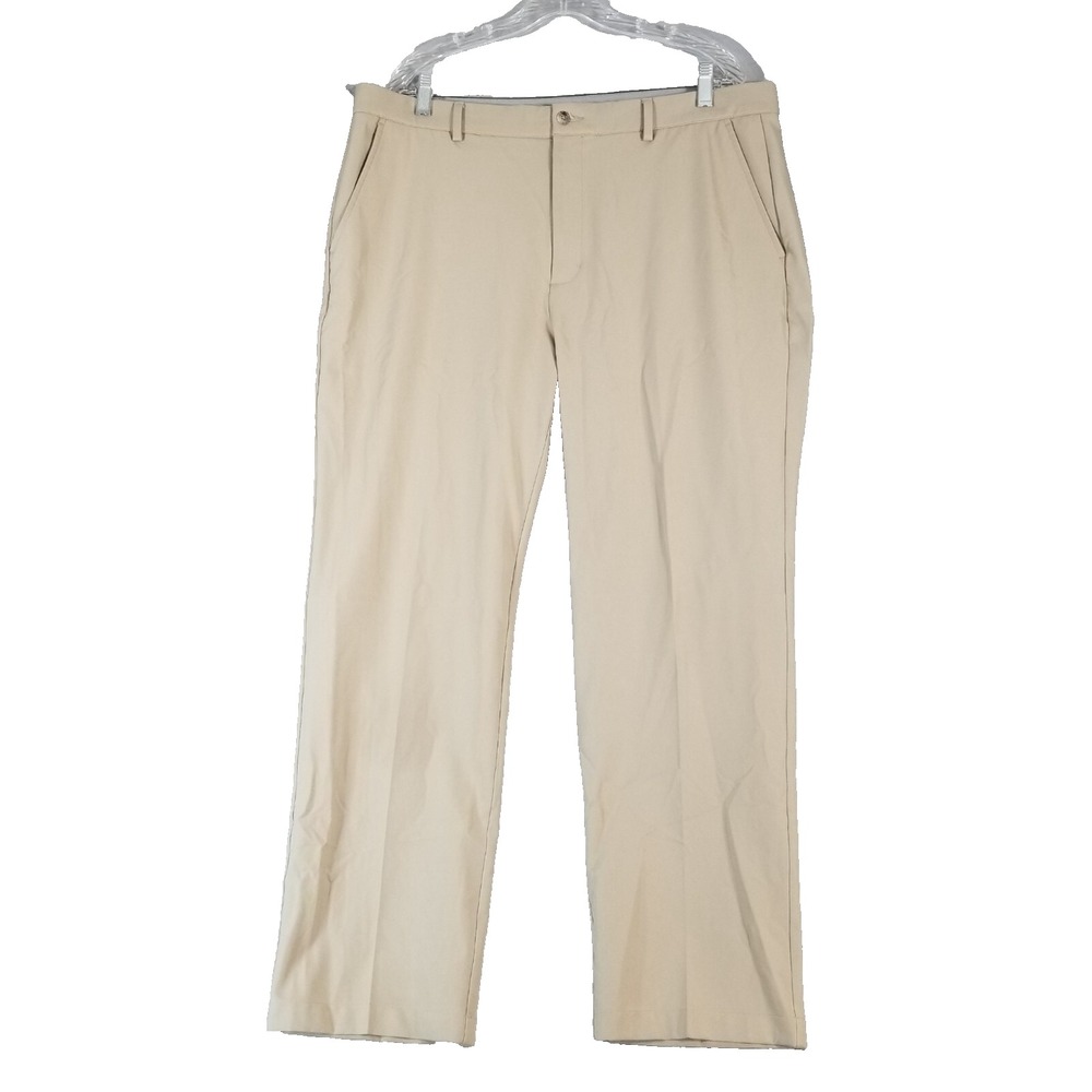 Greg Norman Pants Mens 38x30 Beige Golf Play Dry Flex Stretch Flat Front Casual